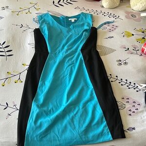 New York & Company Color Block Elegant Blue and Black Women's Dress